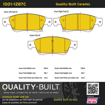 Quality-Built Quality-Built Premium Ceramic Brake Pads w/ Hardware 1001-1287C
