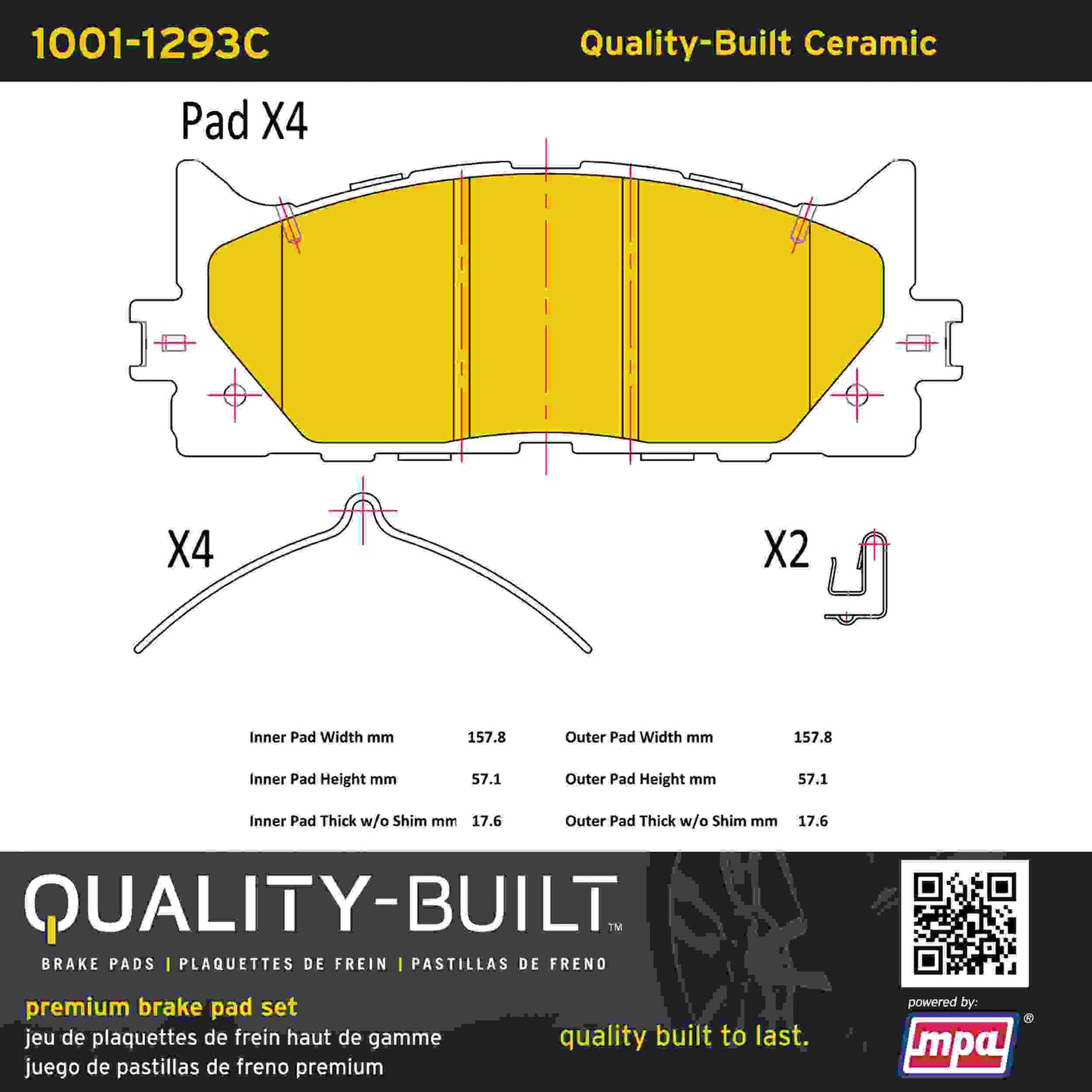 Quality-Built Quality-Built Premium Ceramic Brake Pads w/ Hardware 1001-1293C