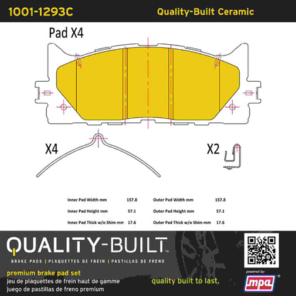 Quality-Built Quality-Built Premium Ceramic Brake Pads w/ Hardware 1001-1293C