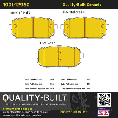 Quality-Built Quality-Built Premium Ceramic Brake Pads w/ Hardware 1001-1296C