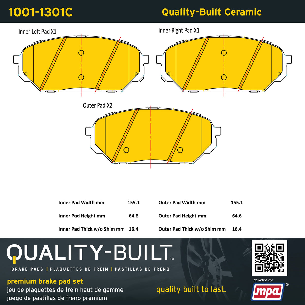 Quality-Built Quality-Built Premium Ceramic Brake Pads w/ Hardware 1001-1301C