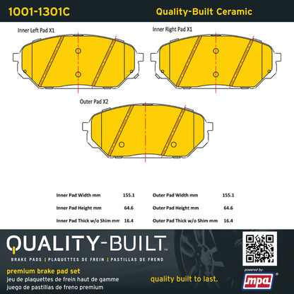 Quality-Built Quality-Built Premium Ceramic Brake Pads w/ Hardware 1001-1301C