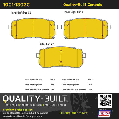 Quality-Built Quality-Built Premium Ceramic Brake Pads w/ Hardware 1001-1302C