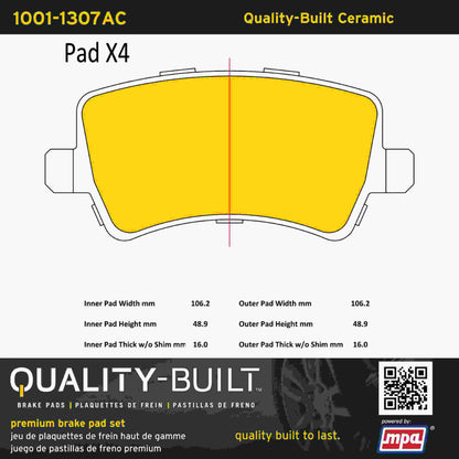 Quality-Built Quality-Built Premium Ceramic Brake Pads w/ Hardware 1001-1307AC
