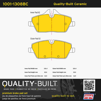 Quality-Built Quality-Built Premium Ceramic Brake Pads w/ Hardware 1001-1308BC