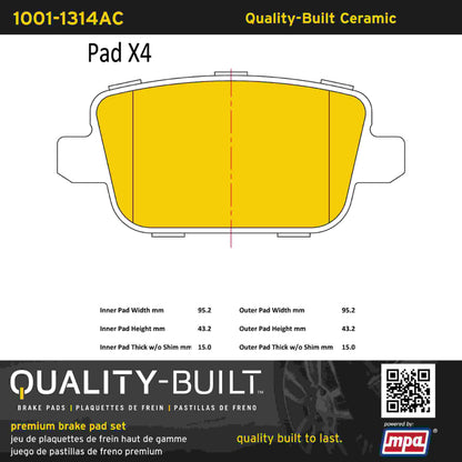 Quality-Built Quality-Built Premium Ceramic Brake Pads w/ Hardware 1001-1314AC