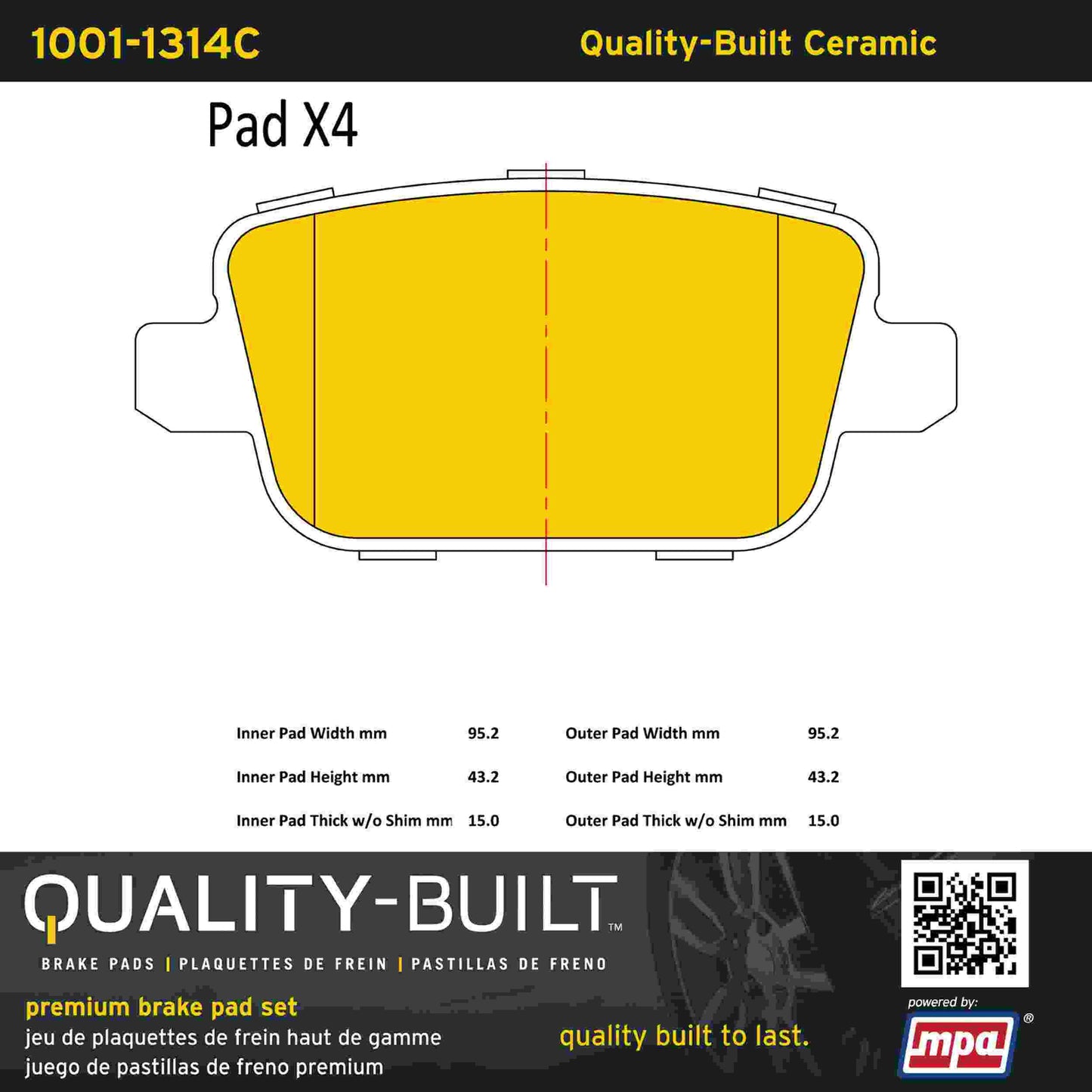 Quality-Built Quality-Built Premium Ceramic Brake Pads w/ Hardware 1001-1314C