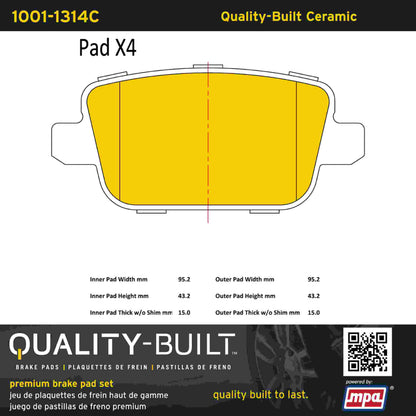 Quality-Built Quality-Built Premium Ceramic Brake Pads w/ Hardware 1001-1314C
