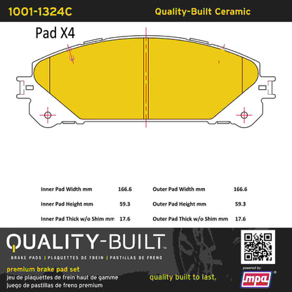 Quality-Built Quality-Built Premium Ceramic Brake Pads w/ Hardware 1001-1324C