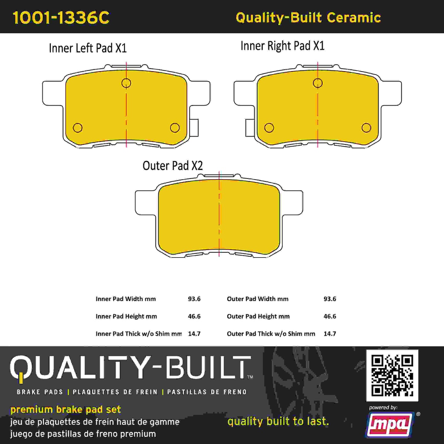 Quality-Built Quality-Built Premium Ceramic Brake Pads w/ Hardware 1001-1336C