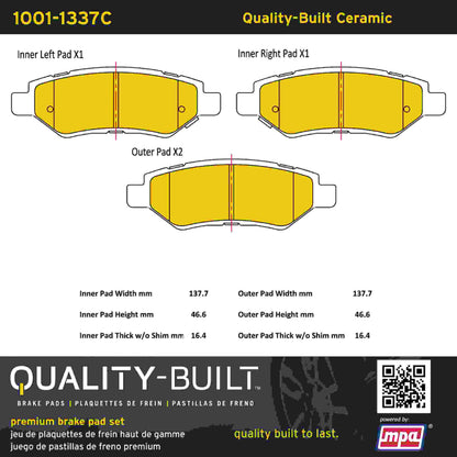 Quality-Built Quality-Built Premium Ceramic Brake Pads w/ Hardware 1001-1337C
