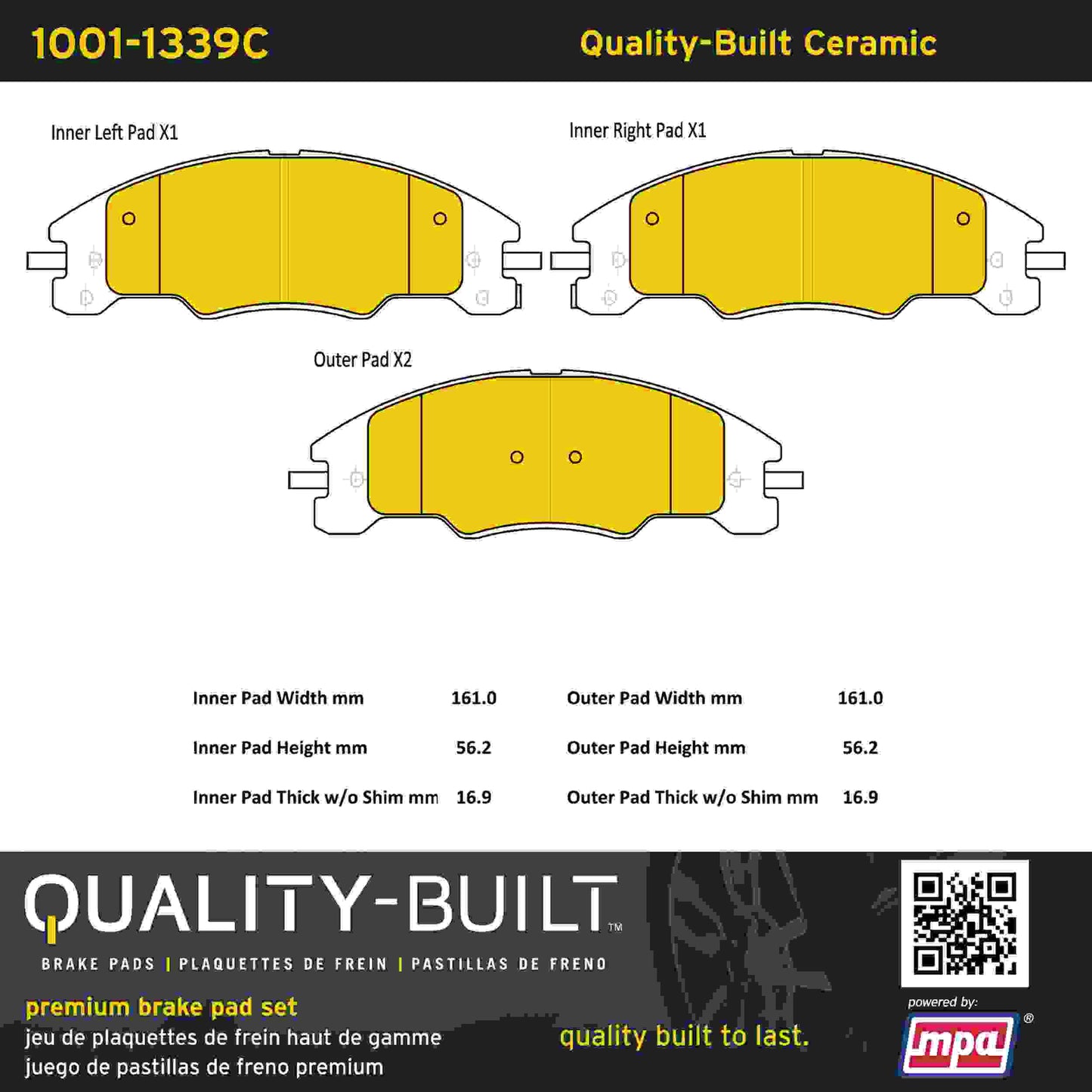 Quality-Built Quality-Built Premium Ceramic Brake Pads w/ Hardware 1001-1339C