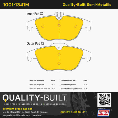 Quality-Built Quality-Built Premium Semi-Metallic Brake Pads w/ Hardware 1001-1341M