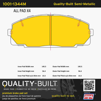Quality-Built Quality-Built Premium Semi-Metallic Brake Pads 1001-1344M