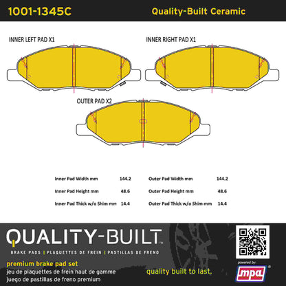Quality-Built Quality-Built Premium Ceramic Brake Pads w/ Hardware 1001-1345C