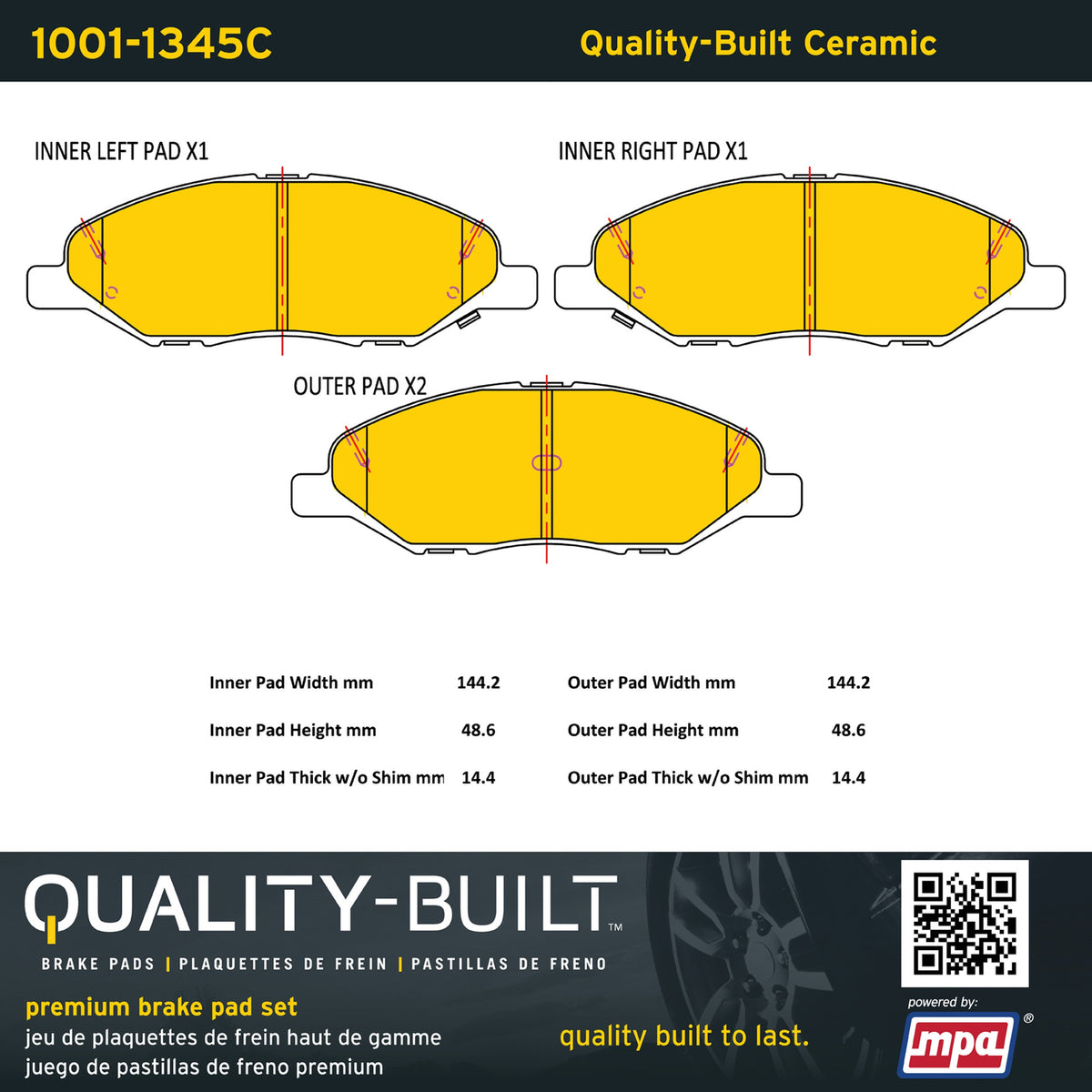 Quality-Built Quality-Built Premium Ceramic Brake Pads w/ Hardware 1001-1345C