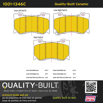 Quality-Built Quality-Built Premium Ceramic Brake Pads w/ Hardware 1001-1346C