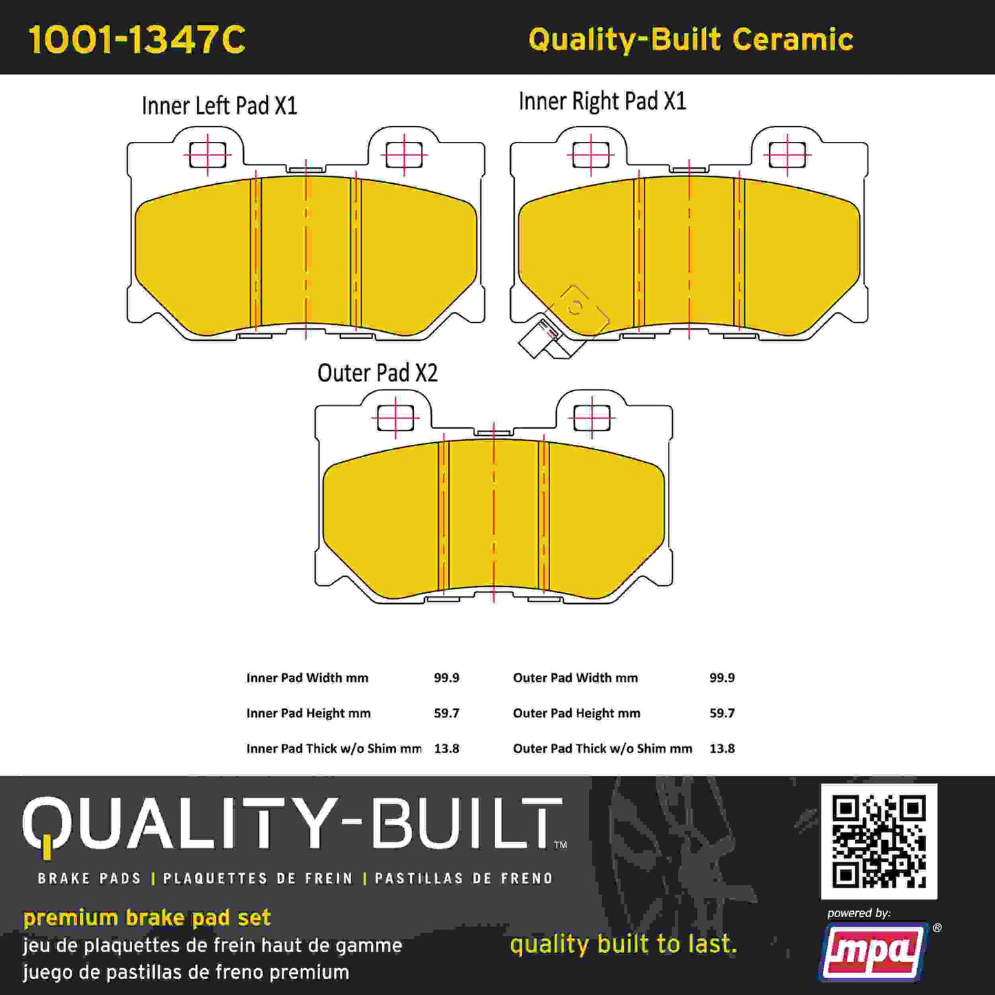 Quality-Built Quality-Built Premium Ceramic Brake Pads w/ Hardware 1001-1347C