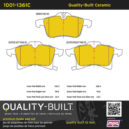 Quality-Built Quality-Built Premium Ceramic Brake Pads w/ Hardware 1001-1361C