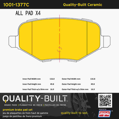 Quality-Built Quality-Built Premium Ceramic Brake Pads w/ Hardware 1001-1377C