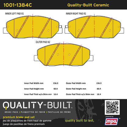 Quality-Built Quality-Built Premium Ceramic Brake Pads w/ Hardware 1001-1384C
