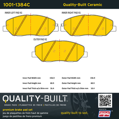 Quality-Built Quality-Built Premium Ceramic Brake Pads w/ Hardware 1001-1384C