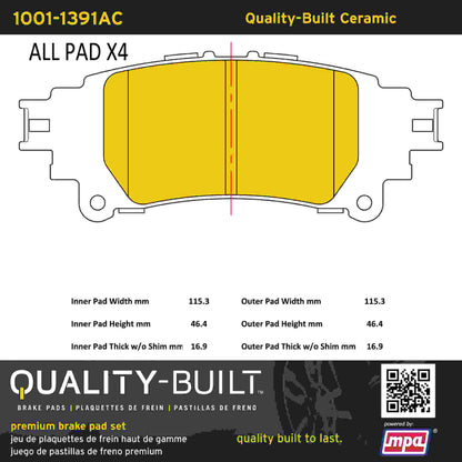 Quality-Built Quality-Built Premium Ceramic Brake Pads w/ Hardware 1001-1391AC