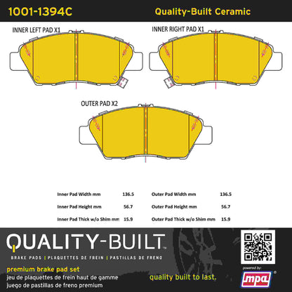 Quality-Built Quality-Built Premium Ceramic Brake Pads w/ Hardware 1001-1394C