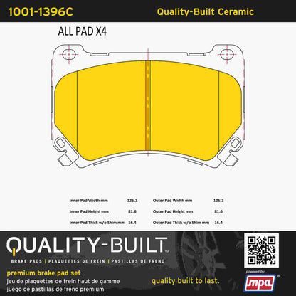 Quality-Built Quality-Built Premium Ceramic Brake Pads w/ Hardware 1001-1396C