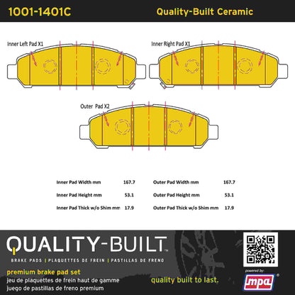 Quality-Built Quality-Built Premium Ceramic Brake Pads w/ Hardware 1001-1401C