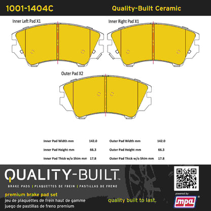 Quality-Built Quality-Built Premium Ceramic Brake Pads w/ Hardware 1001-1404C