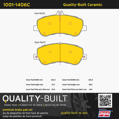 Quality-Built Quality-Built Premium Ceramic Brake Pads w/ Hardware 1001-1406C