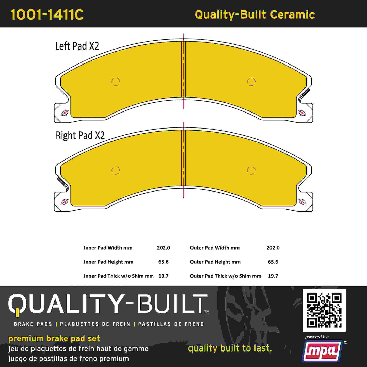Quality-Built Quality-Built Premium Ceramic Brake Pads w/ Hardware 1001-1411C