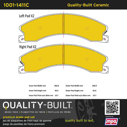 Quality-Built Quality-Built Premium Ceramic Brake Pads w/ Hardware 1001-1411C