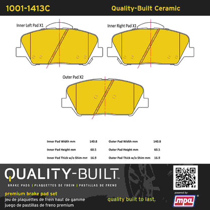 Quality-Built Quality-Built Premium Ceramic Brake Pads w/ Hardware 1001-1413C
