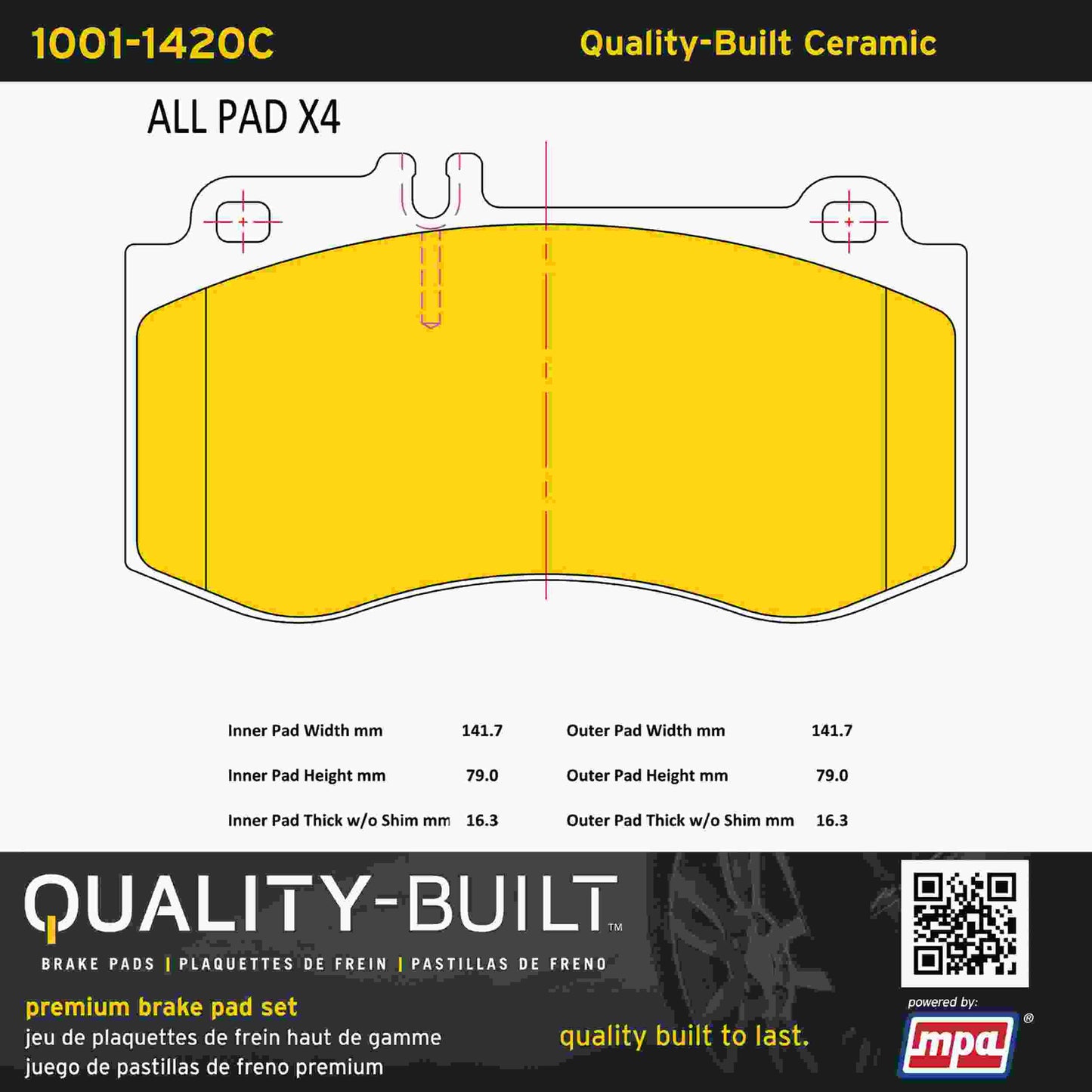 Quality-Built Quality-Built Premium Ceramic Brake Pads w/ Hardware 1001-1420C