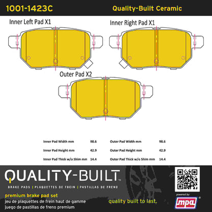 Quality-Built Quality-Built Premium Ceramic Brake Pads w/ Hardware 1001-1423C