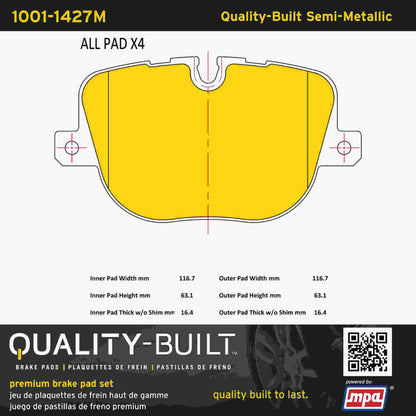 Quality-Built Quality-Built Premium Semi-Metallic Brake Pads w/ Hardware 1001-1427M