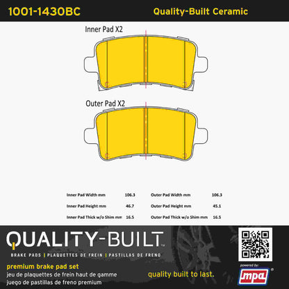 Quality-Built Quality-Built Premium Ceramic Brake Pads w/ Hardware 1001-1430BC