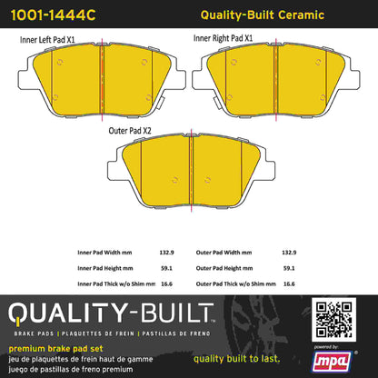 Quality-Built Quality-Built Premium Ceramic Brake Pads w/ Hardware 1001-1444C
