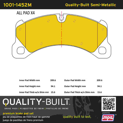 Quality-Built Quality-Built Premium Semi-Metallic Brake Pads w/ Hardware 1001-1452M