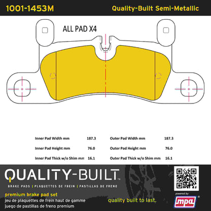 Quality-Built Quality-Built Premium Semi-Metallic Brake Pads w/ Hardware 1001-1453M