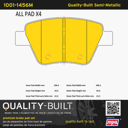 Quality-Built Quality-Built Premium Semi-Metallic Brake Pads w/ Hardware 1001-1456M
