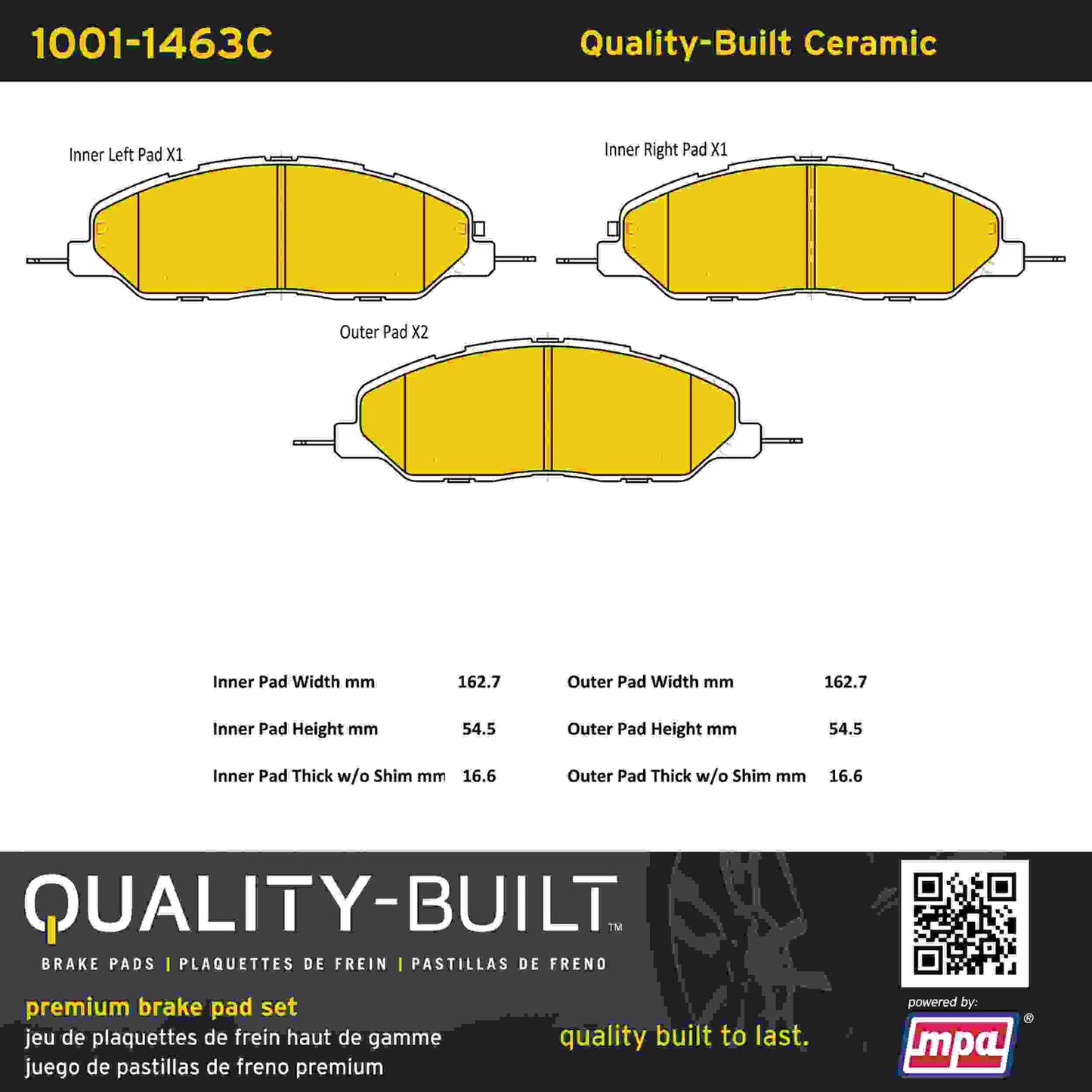 Quality-Built Quality-Built Premium Ceramic Brake Pads w/ Hardware 1001-1463C