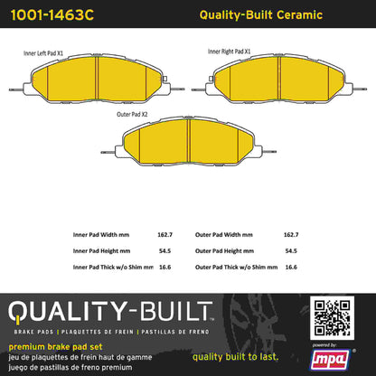 Quality-Built Quality-Built Premium Ceramic Brake Pads w/ Hardware 1001-1463C