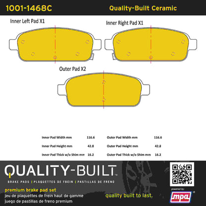 Quality-Built Quality-Built Premium Ceramic Brake Pads w/ Hardware 1001-1468C