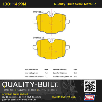 Quality-Built Quality-Built Premium Semi-Metallic Brake Pads w/ Hardware 1001-1469M