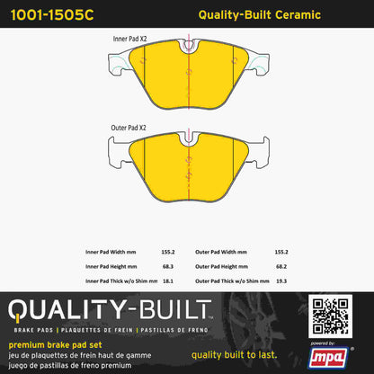 Quality-Built Quality-Built Premium Ceramic Brake Pads w/ Hardware 1001-1505C