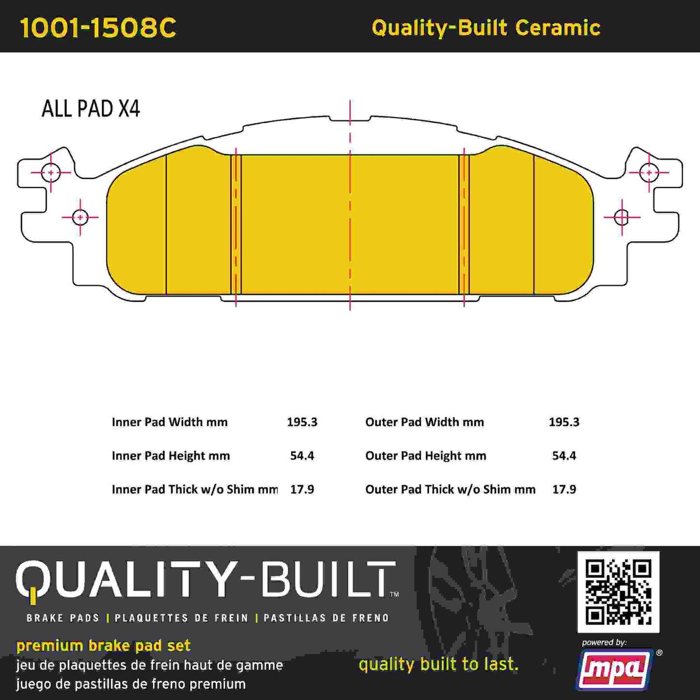 Quality-Built Quality-Built Premium Ceramic Brake Pads w/ Hardware 1001-1508C