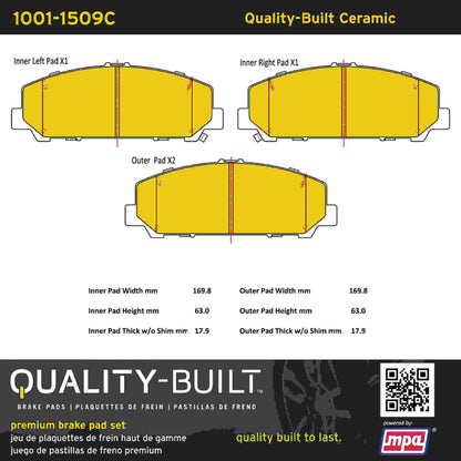 Quality-Built Quality-Built Premium Ceramic Brake Pads w/ Hardware 1001-1509C